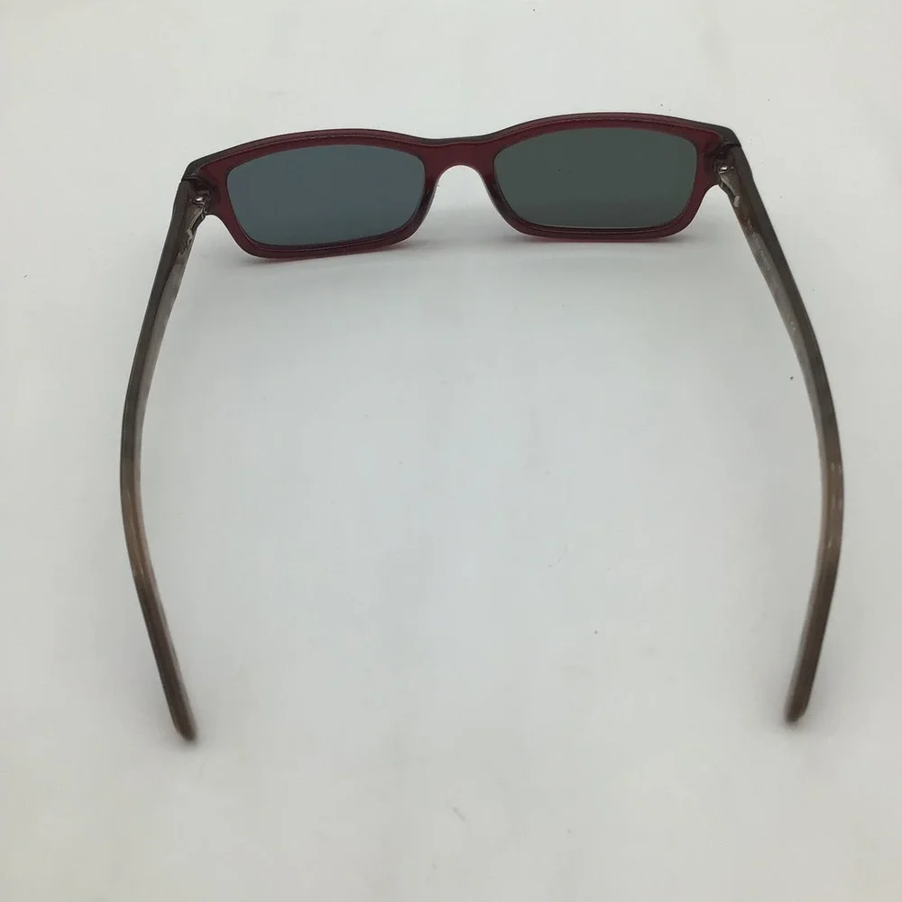 Burberry Womens Dark Red Check Temple Rectangular Sunglasses Made in Italy NEW